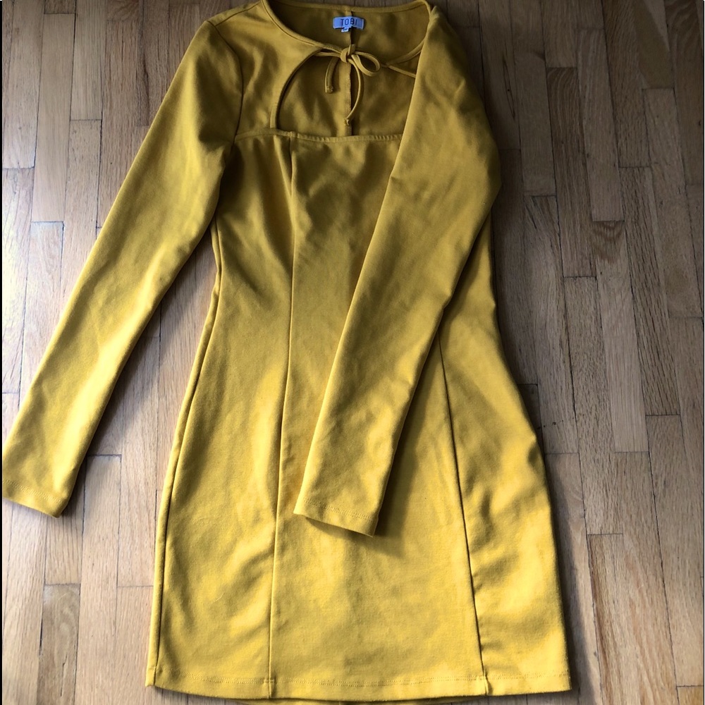 TOBI dress mustard bodycon side zip long sleeve
